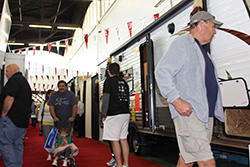 Travel trailers on display
