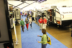 Attendees touring a motorhome